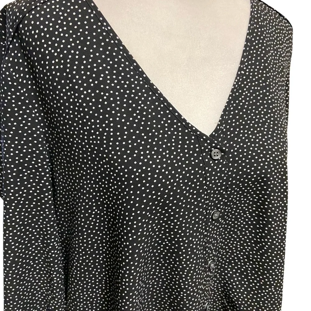 J. Crew Black & White Polka Dot Long Sleeve Button Down Mini Dress Size S Casual